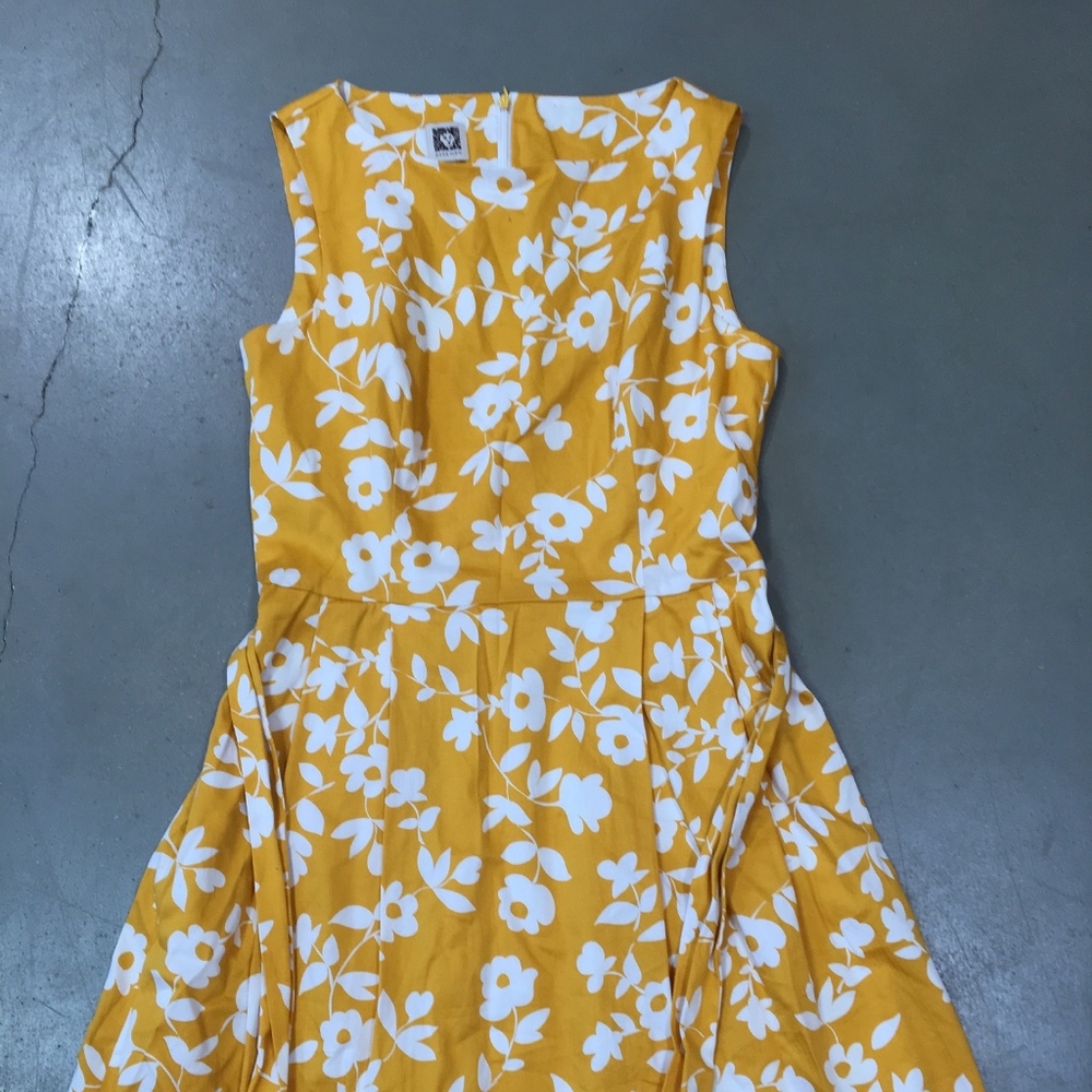 Anna Klein Floral Yellow Dress, Size 6